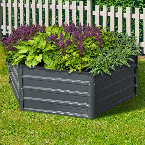 Greenfingers Garden Bed 2Pcs 130X130x46cm Galvanised Steel Raised Planter