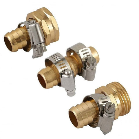 Garden Water Pipe Copper Joint Watering Fittings Triple Hose Connector Set