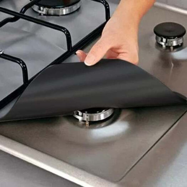 Gas Stove Cooker Protectors Cover Liner Clean Mat Pad Black 27X27cm