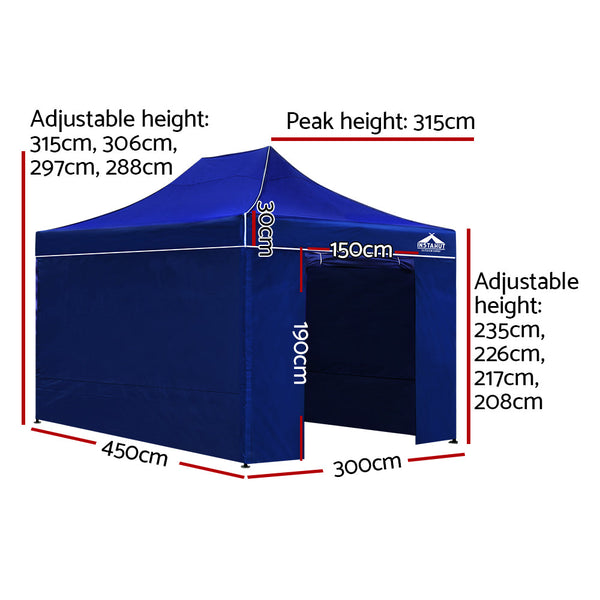 Gazebos & Pergolas Instahut Gazebo Pop Up Marquee Folding Wedding Tent Gazebos Shade Blue