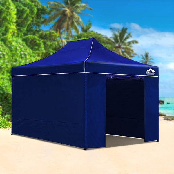 Gazebos & Pergolas Instahut Gazebo Pop Up Marquee Folding Wedding Tent Gazebos Shade Blue