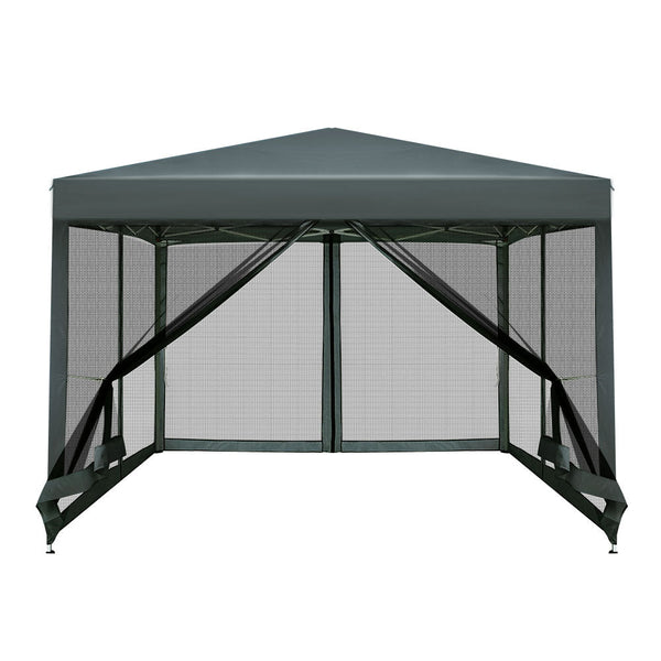 Gazebos & Pergolas Instahut Gazebo Pop Up Marquee 3X3 Wedding Side Mesh Wall Outdoor Gazebos Grey