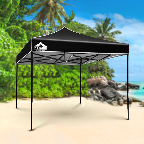 Gazebos & Pergolas Instahut Gazebo Pop Up Marquee 3X3 Outdoor Wedding Base Pod Kit Black Shade Uv