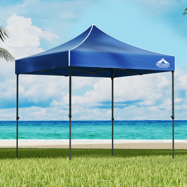 Gazebos & Pergolas Instahut Gazebo Pop Up 3X3m W/Base Podx4 Marquee Folding Outdoor Wedding Camping Tent Shade Canopy Blue