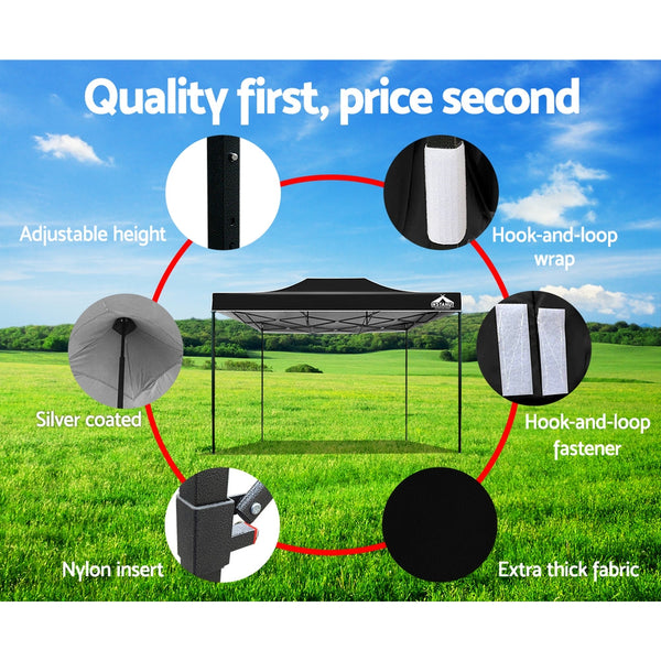 Marquees Instahut Gazebo Pop Up Marquee 3X4.5M Outdoor Tent Folding Wedding Gazebos Black