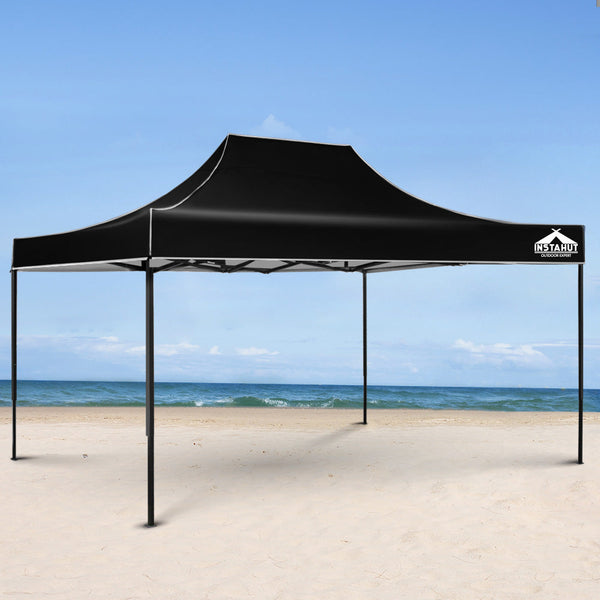 Marquees Instahut Gazebo Pop Up Marquee 3X4.5M Outdoor Tent Folding Wedding Gazebos Black