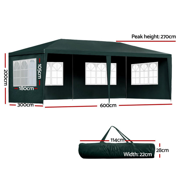 Gazebos & Pergolas Instahut Gazebo 3X6 Outdoor Marquee Gazebos Wedding Party Camping Tent 4 Wall