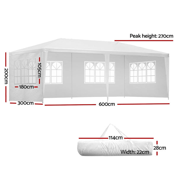 Gazebos & Pergolas Instahut Gazebo 3X6 Outdoor Marquee Side Wall Party Wedding Tent Camping White