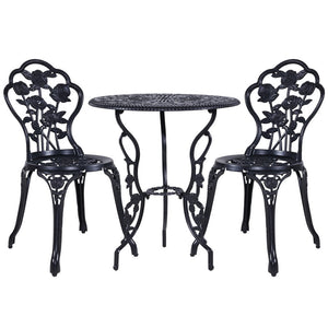 Patio Furniture Sets Gardeon 3Pc Outdoor Setting Cast Aluminium Bistro Table Chair Patio Black Vintage