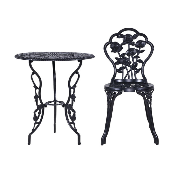 Patio Furniture Sets Gardeon 3Pc Outdoor Setting Cast Aluminium Bistro Table Chair Patio Black Vintage