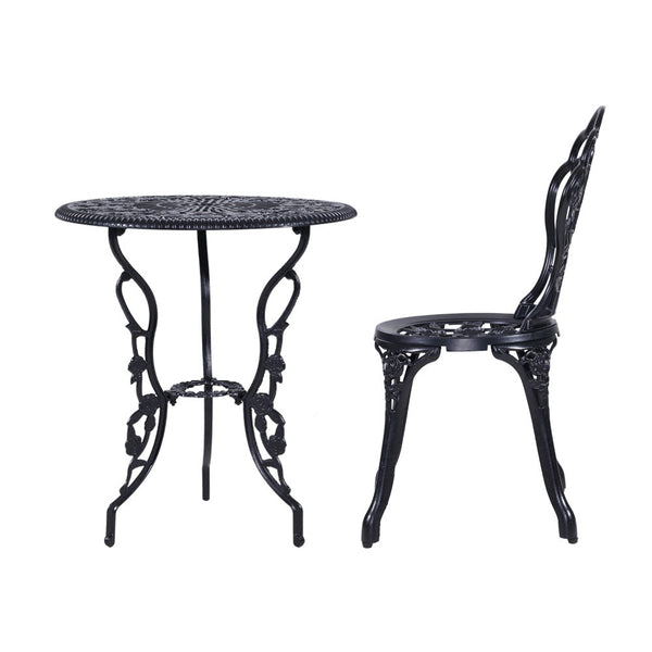 Patio Furniture Sets Gardeon 3Pc Outdoor Setting Cast Aluminium Bistro Table Chair Patio Black Vintage