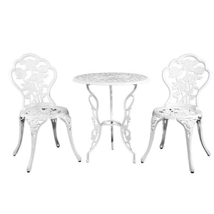 Patio Furniture Sets Gardeon Outdoor Furniture Chairs Table 3Pc Aluminium Bistro White