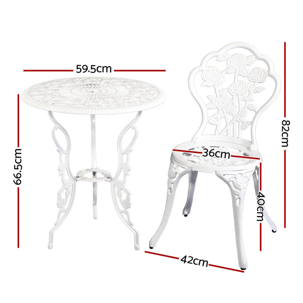 Patio Furniture Sets Gardeon Outdoor Furniture Chairs Table 3Pc Aluminium Bistro White