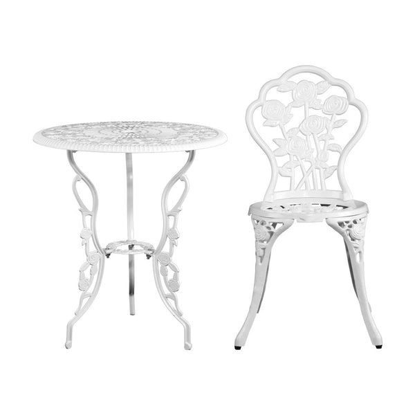 Patio Furniture Sets Gardeon Outdoor Furniture Chairs Table 3Pc Aluminium Bistro White