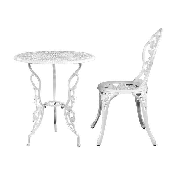 Patio Furniture Sets Gardeon Outdoor Furniture Chairs Table 3Pc Aluminium Bistro White