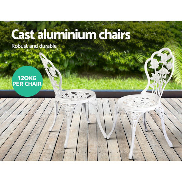 Patio Furniture Sets Gardeon Outdoor Furniture Chairs Table 3Pc Aluminium Bistro White