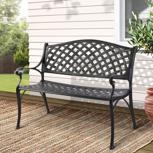 Patio Benches Gardeon Steel Modern Garden Bench Black