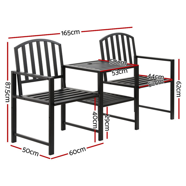 Patio Furniture Sets Gardeon Outdoor Garden Bench Seat Loveseat Steel Table Chairs Patio Furniture Black