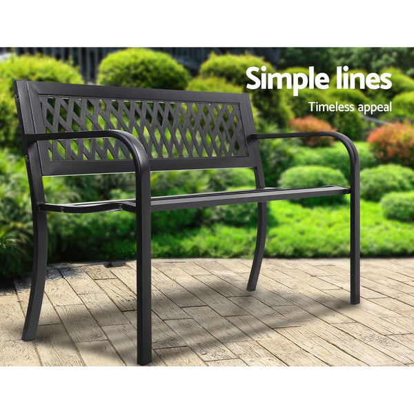 Patio Benches Gardeon Steel Modern Garden Bench Black