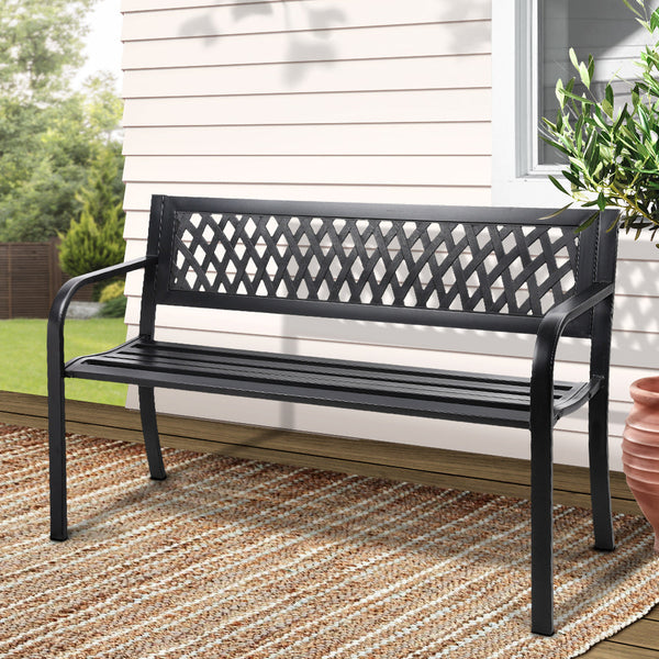 Patio Benches Gardeon Steel Modern Garden Bench Black