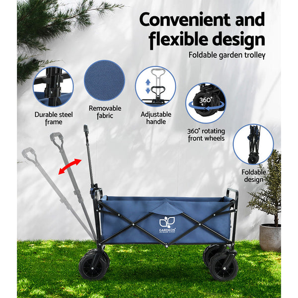 Wheelbarrows Carts Wagons Gardeon Foldable Wagon Cart Trolley Collapsible Beach Outdoor Garden