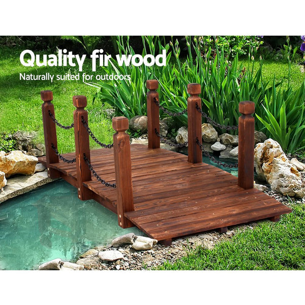 Garden Rustic Chain Bridge Wooden Decoration Landscape 160Cm Length Rail