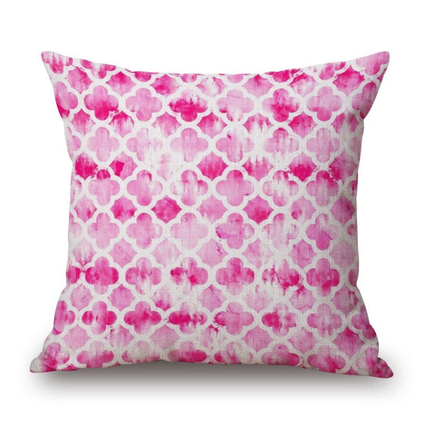 Cushions & Decorative Pillows Gemetry Pink Cotton Linen Pillow Cover