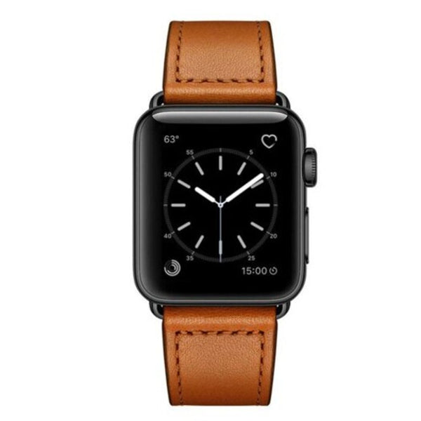 Watch Bands Genuine Leather Sport Watch Band Strap For Apple Series 4 3 2 1 Brown 40Mm