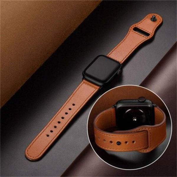 Watch Bands Genuine Leather Sport Watch Band Strap For Apple Series 4 3 2 1 Brown 40Mm