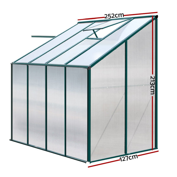 Greenhouses Greenfingers Greenhouse Aluminium House Garden Polycarbonate 2.52X1.27M