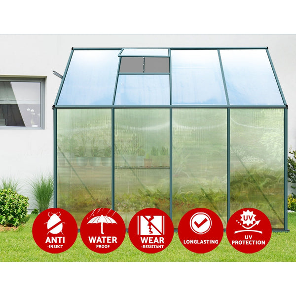 Greenhouses Greenfingers Greenhouse Aluminium House Garden Polycarbonate 2.52X1.27M