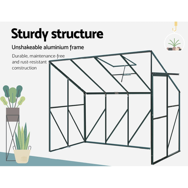 Greenhouses Greenfingers Greenhouse Aluminium House Garden Polycarbonate 2.52X1.27M