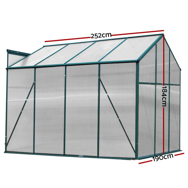 Greenhouses Greenfingers Aluminum Greenhouse House Garden Shed Polycarbonate 2.52X1.9M