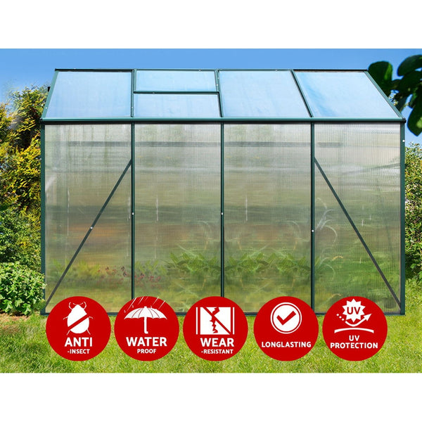 Greenhouses Greenfingers Aluminum Greenhouse House Garden Shed Polycarbonate 2.52X1.9M