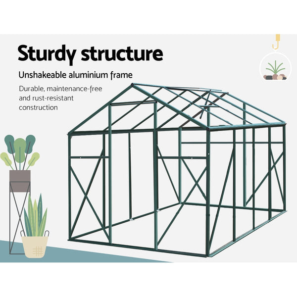 Greenhouses Greenfingers Aluminum Greenhouse House Garden Shed Polycarbonate 2.52X1.9M