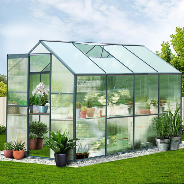 Greenhouses Greenfingers Aluminum Greenhouse House Garden Shed Polycarbonate 2.52X1.9M