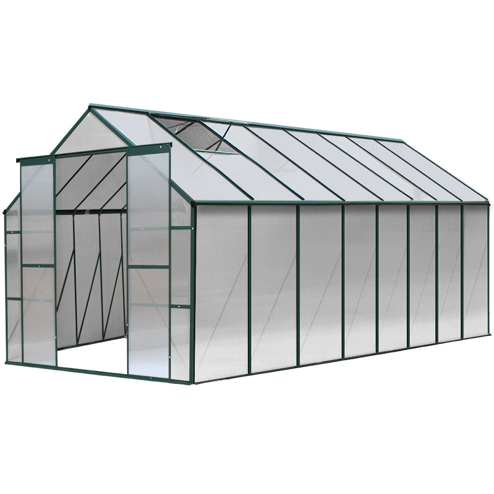 Greenhouses Greenfingers Aluminium Greenhouse Polycarbonate House Garden Shed 5.1X2.44M