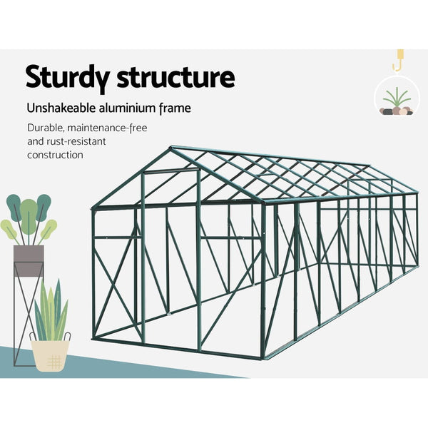 Greenhouses Greenfingers Aluminium Greenhouse Polycarbonate House Garden Shed 5.1X2.44M