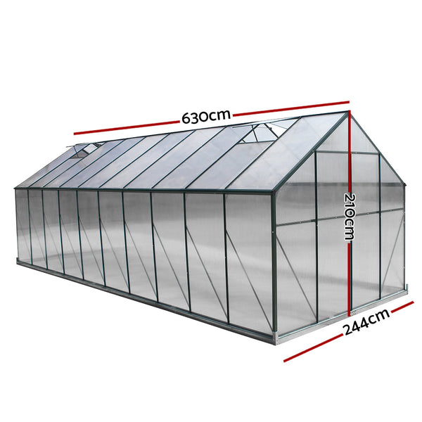 Greenhouses Greenfingers Greenhouse 6.3X2.44X2.1M Aluminium Polycarbonate House Garden Shed