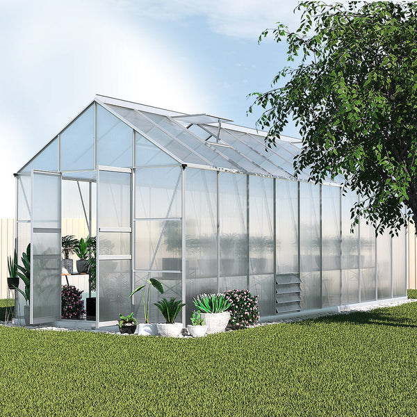 Greenhouses Greenfingers Greenhouse Aluminium Large House Garden Shed 6X2.4M