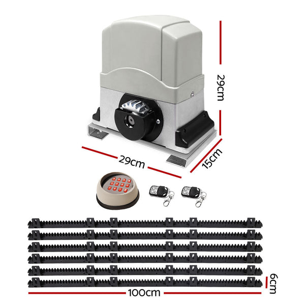 Lockmaster Auto Electric Sliding Gate Opener 1200Kg Keypad 6M Rails