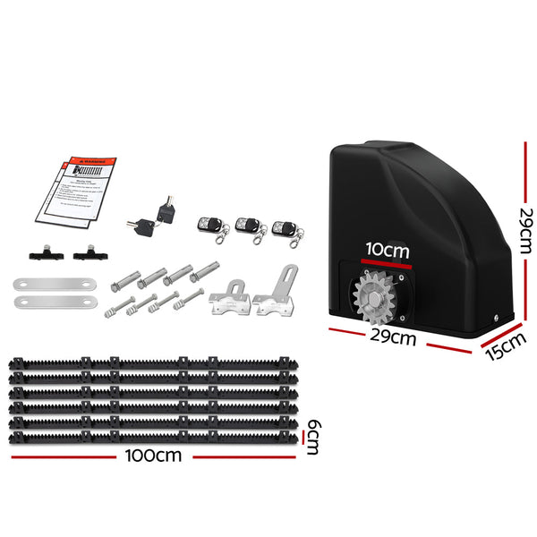 Gate Openers Lockmaster Automatic Sliding Gate Opener Kit 10W Solar Panel Electric 6M 600Kg