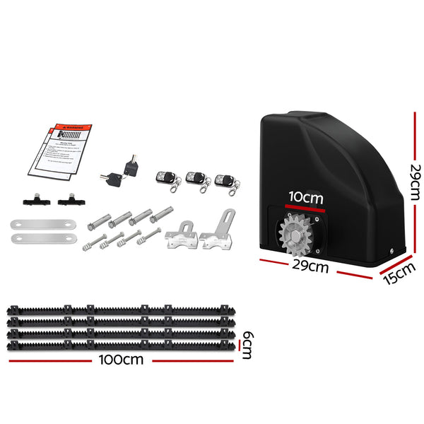 Lockmaster Automatic Sliding Gate Opener Kit 40W Full Solar Electric 4M 600Kg