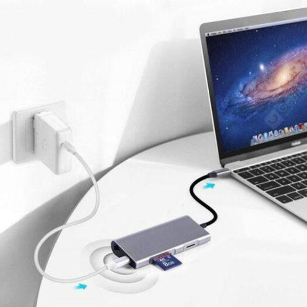 USB Cables, Hubs & Adapters 8 In 1 Usb C Hub Adapter With Pd 3.0 4K Hdmi 1000M Ethernet Port Battleship Gray