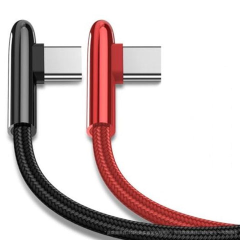 Elbow Type C 5A Quick Charging Data Cable Multi 1.2M 2Pcs Black Red