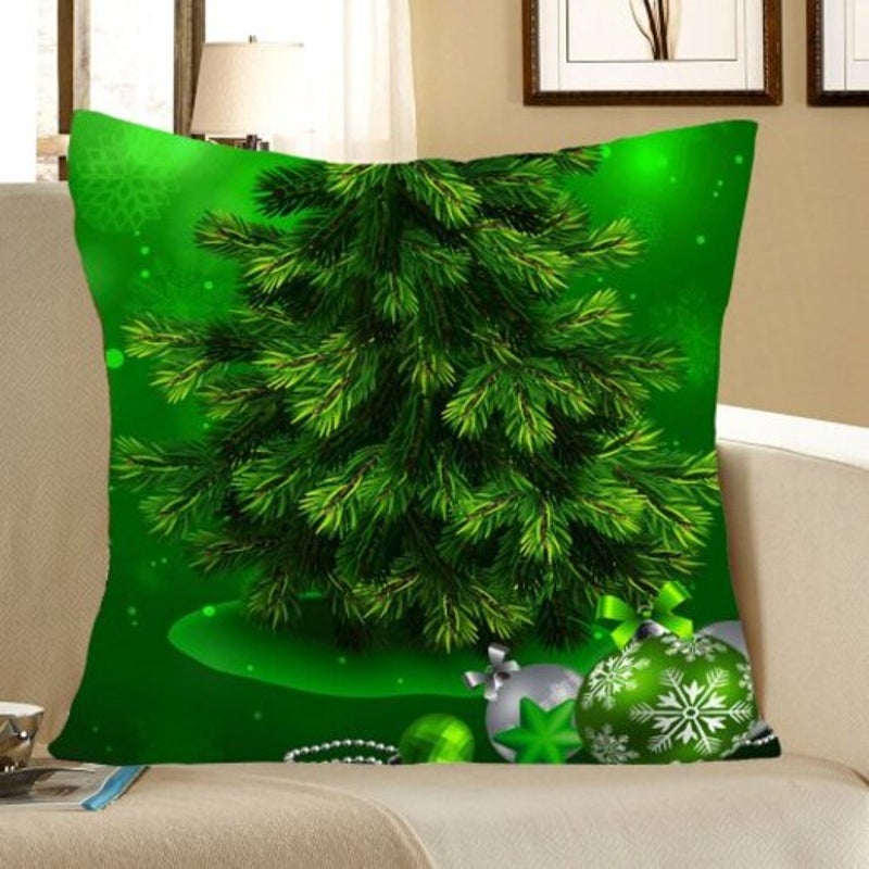 Cushions & Decorative Pillows Green Christmas Tree Pattern Decorative Pillow Case W12 Inch L20