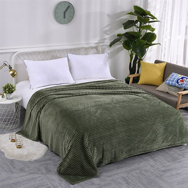 Blankets Green Winter Warm Ribbed Throw Bedding Blanket Soft Poly