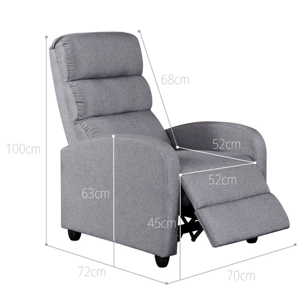 Sofas, Armchairs & Couches Luxury Fabric Recliner Chair Grey