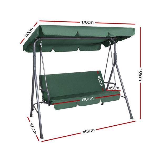 Swing Seats Gardeon Swing Chair Hammock Outdoor Furniture Garden Canopy Bench Seat Green