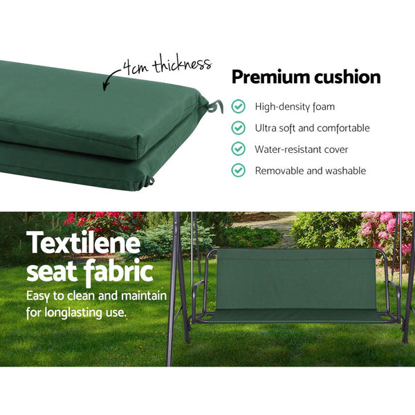 Swing Seats Gardeon Swing Chair Hammock Outdoor Furniture Garden Canopy Bench Seat Green